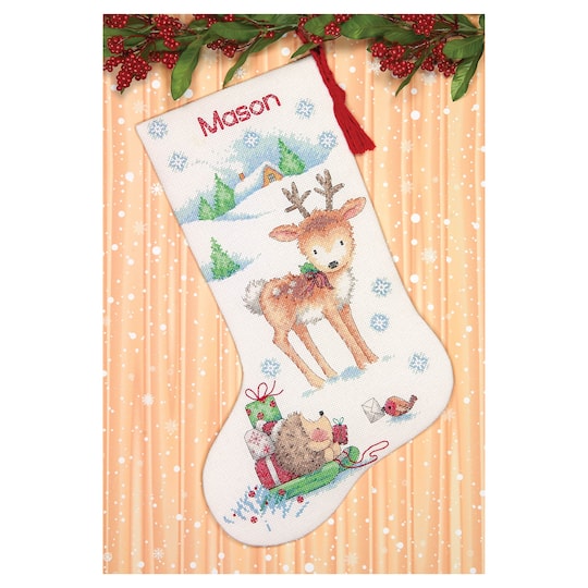Dimensions&#xAE; Counted Cross Stitch Kit, Reindeer &#x26; Hedgehog Stocking